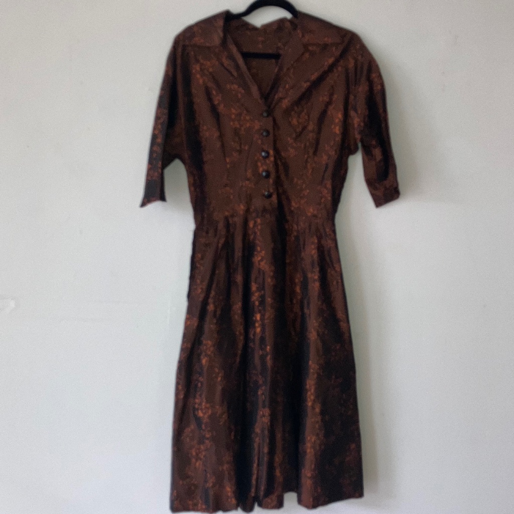 1950s Brown Cocktail Dress